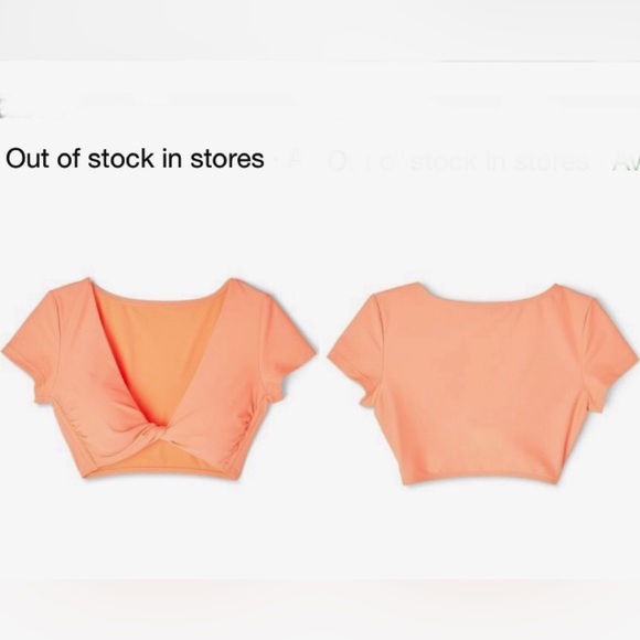 WILD FABLE Women's Twist-Front Short Sleeve Bralette Orange Bikini Top SizeS NWT - Picture 5 of 5